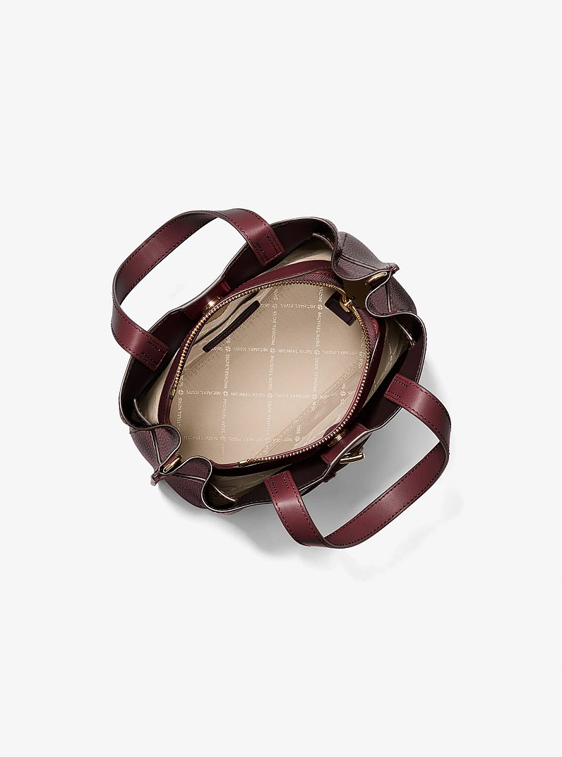 Emilia Small Pebbled Leather Satchel in OXBLOOD | Michael Kors