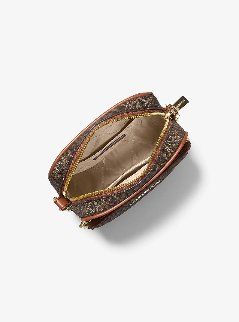 Bandolera Jet Set Travel mediana con logotipo in MARR&Oacute;N/DORADO | Michael Kors