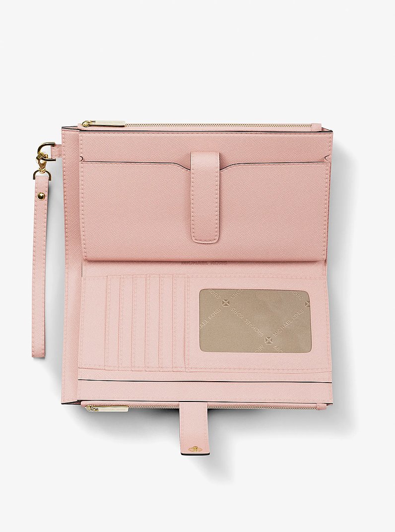 Jet Set Large Leather Smartphone Wristlet Wallet in POWDER BLUSH | Michael Kors