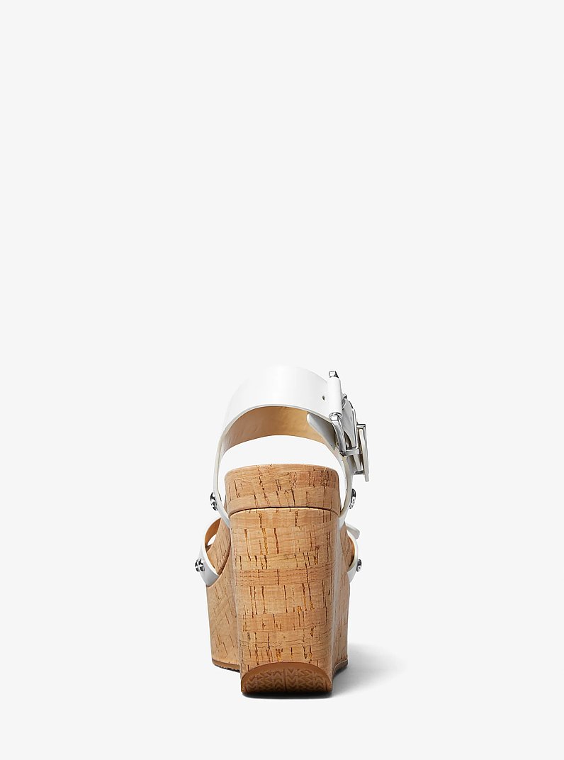 Colby Leather Wedge Sandal in OPTIC WHITE | Michael Kors