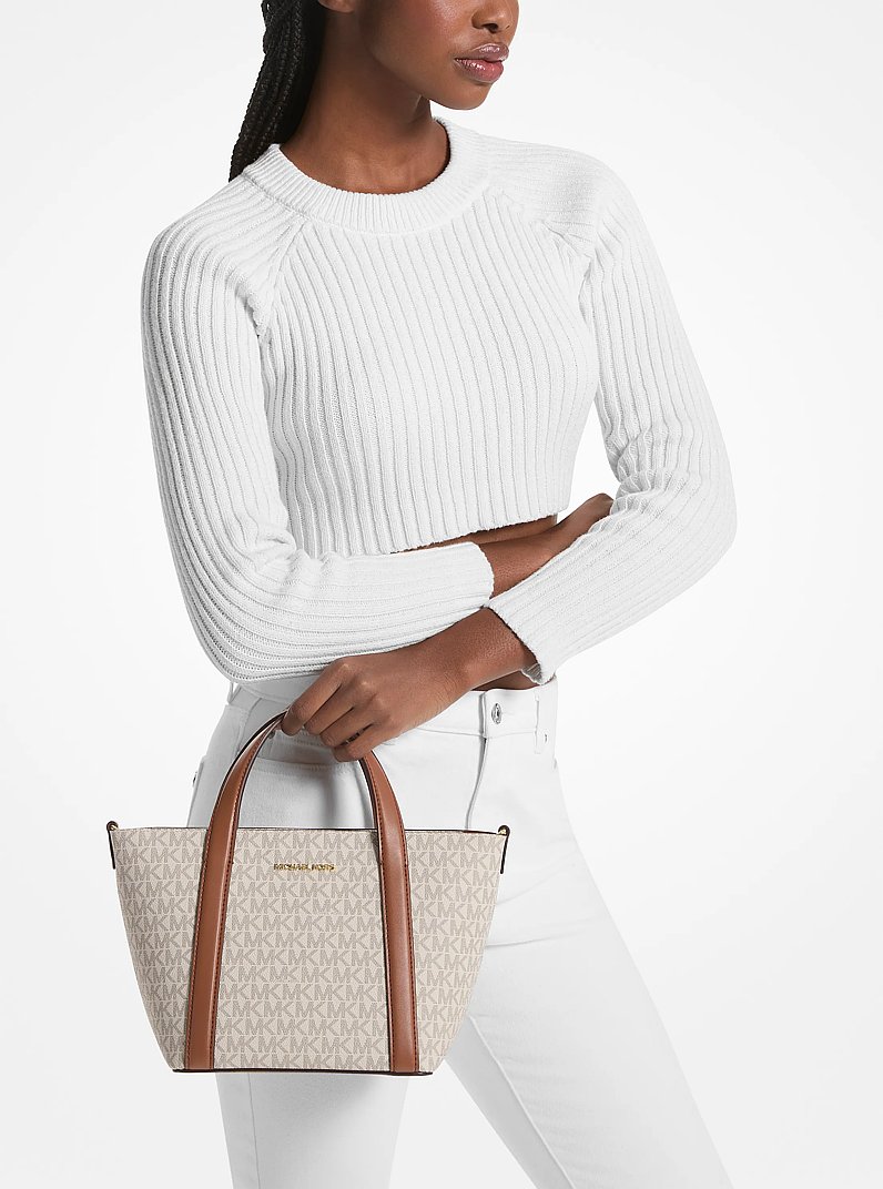 Pratt Small Signature Logo Tote Bag in VANILLA | Michael Kors