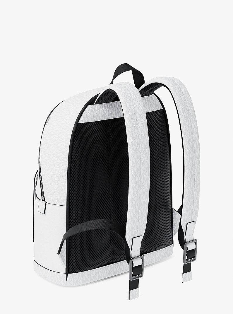 Cooper Medium Pebbled Leather and Signature Logo Commuter Backpack in BRIGHT WHT | Michael Kors