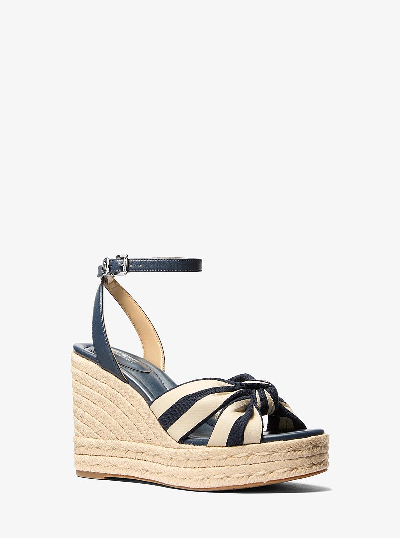 Sandalia Elena con cu&ntilde;a de mezcla de lino a rayas in AZUL MARINO | Michael Kors