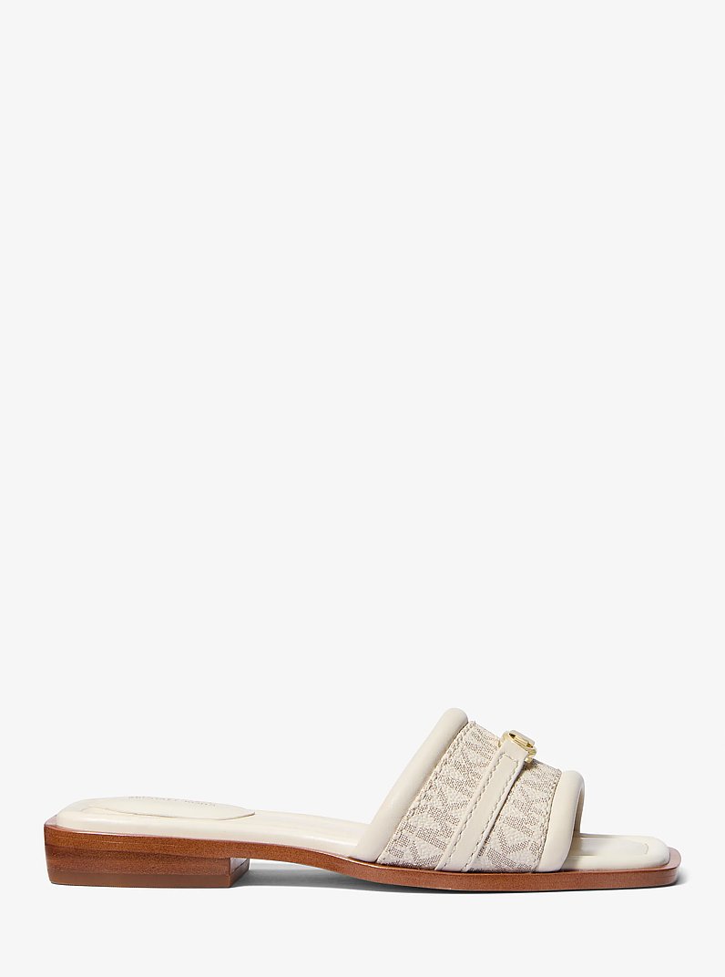 Mandy Signature Logo Slide Sandal in VAN/CREAM | Michael Kors