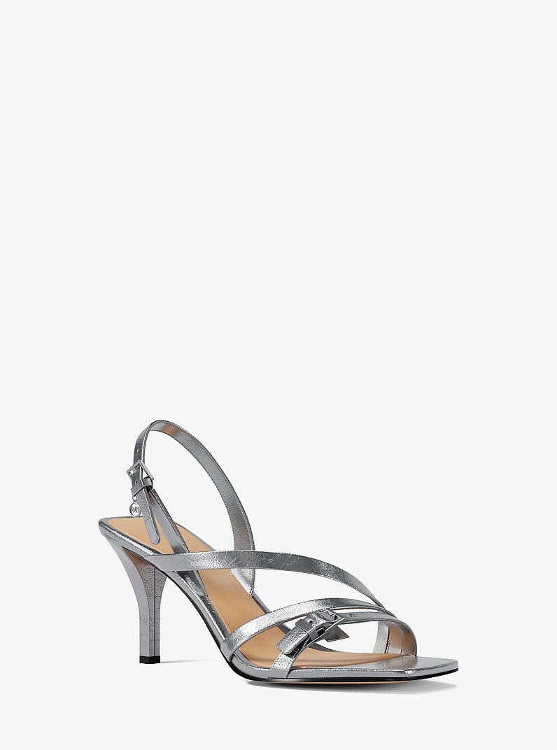 Yvette Metallic Sandal in SILVER | Michael Kors