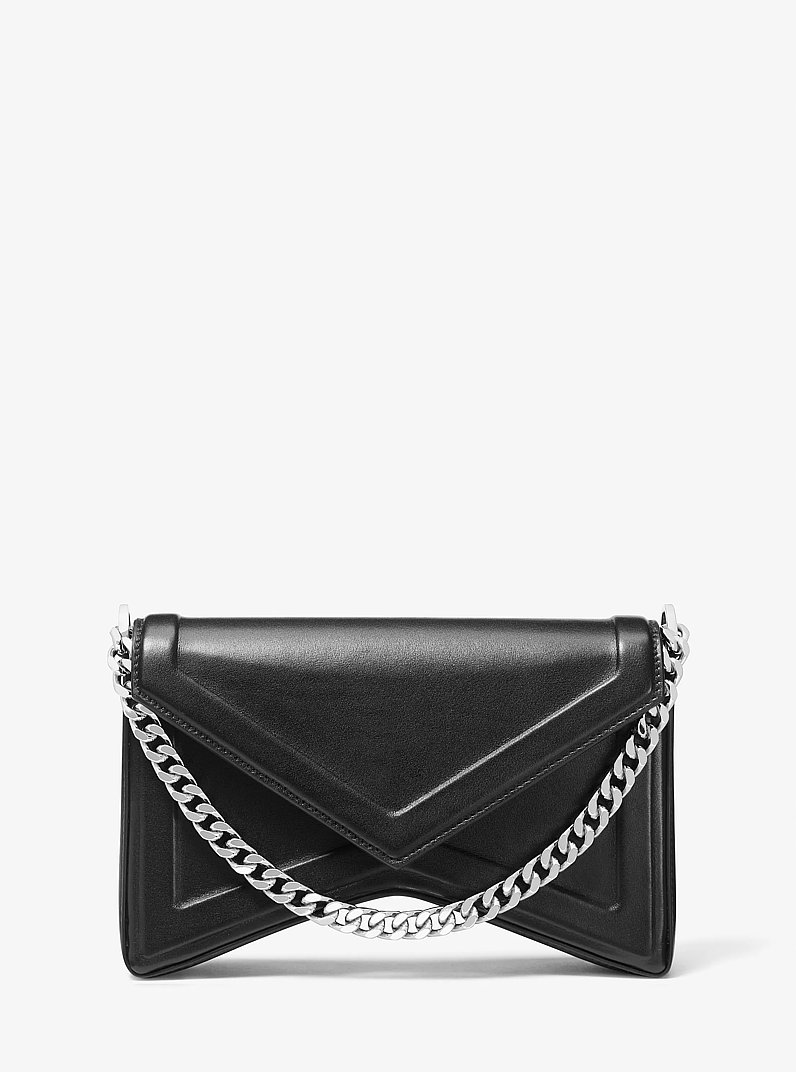 Manhatta Leather Shoulder Bag in BLACK | Michael Kors