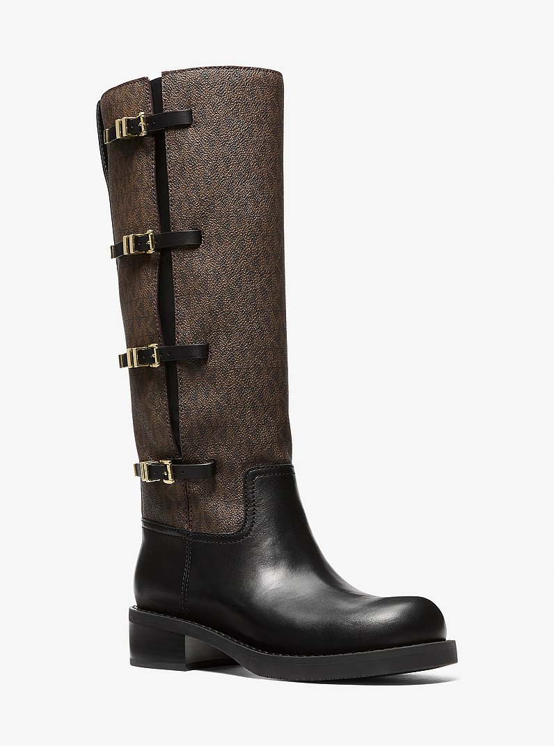 Darrington Signature Logo and Leather Boot in BROWN/BLK | Michael Kors