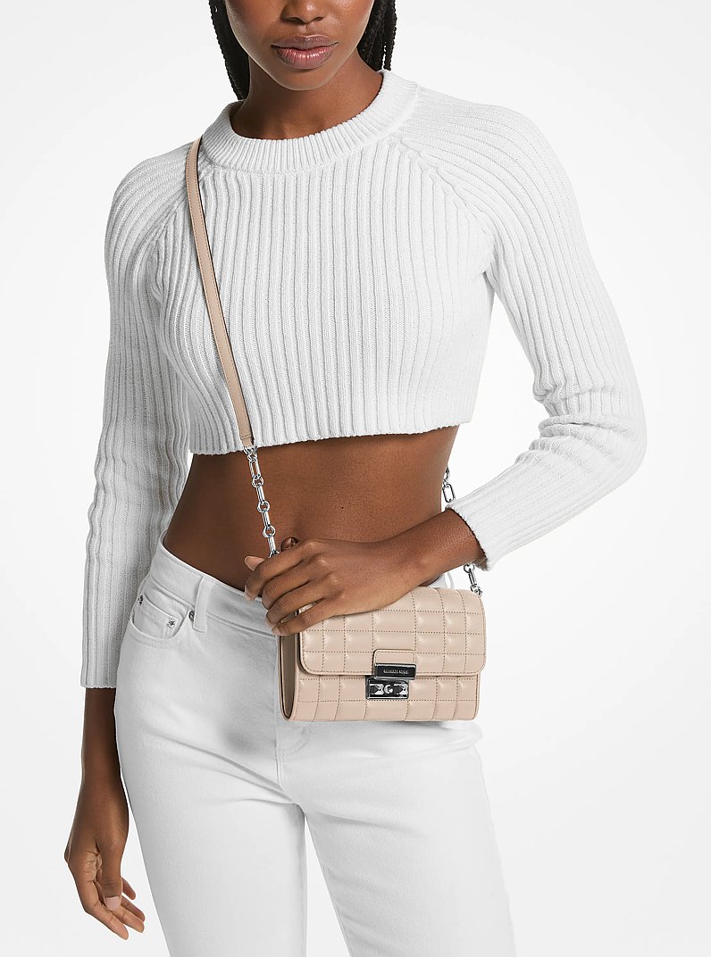 Tribeca Leather Convertible Crossbody Bag in LIGHT SAND | Michael Kors