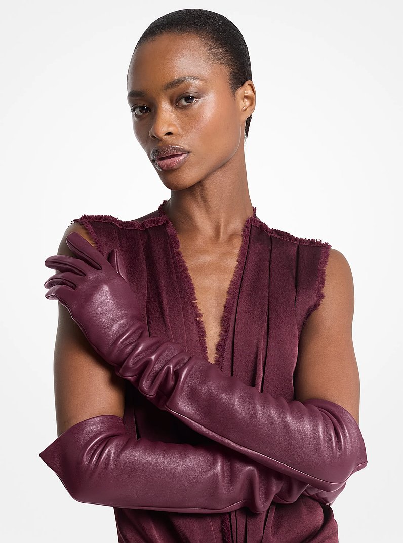 Guantes de gala de piel in VINO | Michael Kors