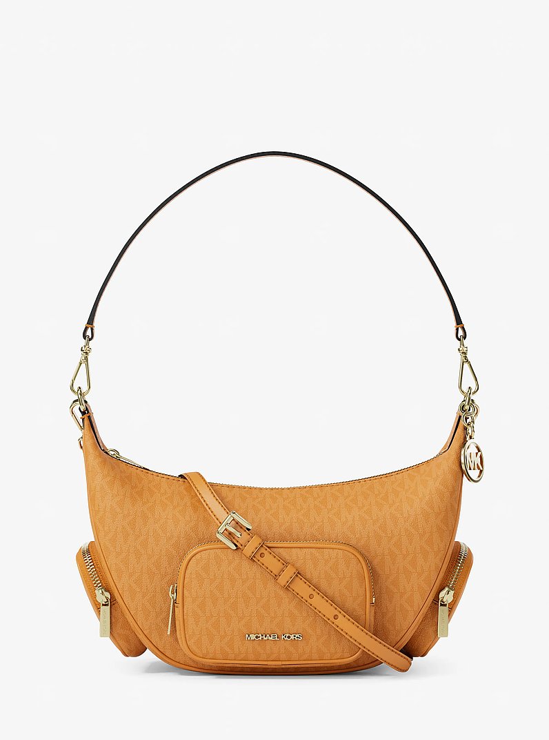 Sac &agrave; &eacute;paule convertible Merritt de taille moyenne &agrave; logo Signature in ORANGE ECLATANT | Michael Kors