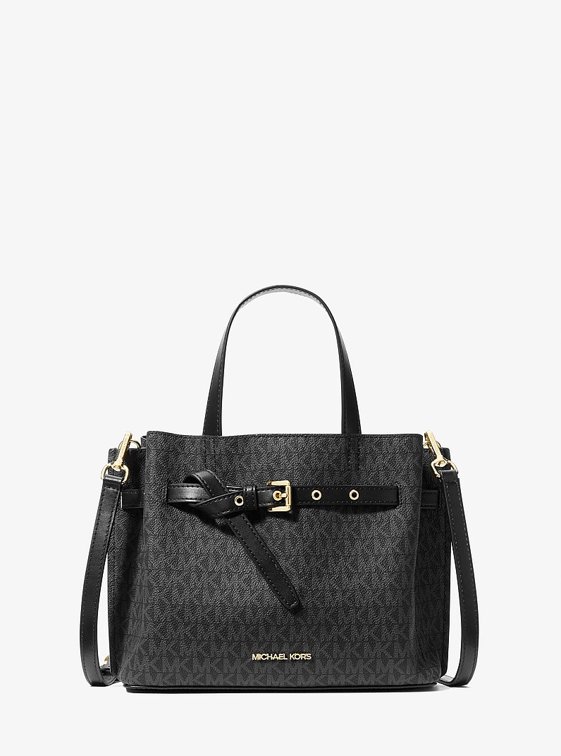 Bolso satchel Emilia peque&ntilde;o con logotipo in NEGRO | Michael Kors