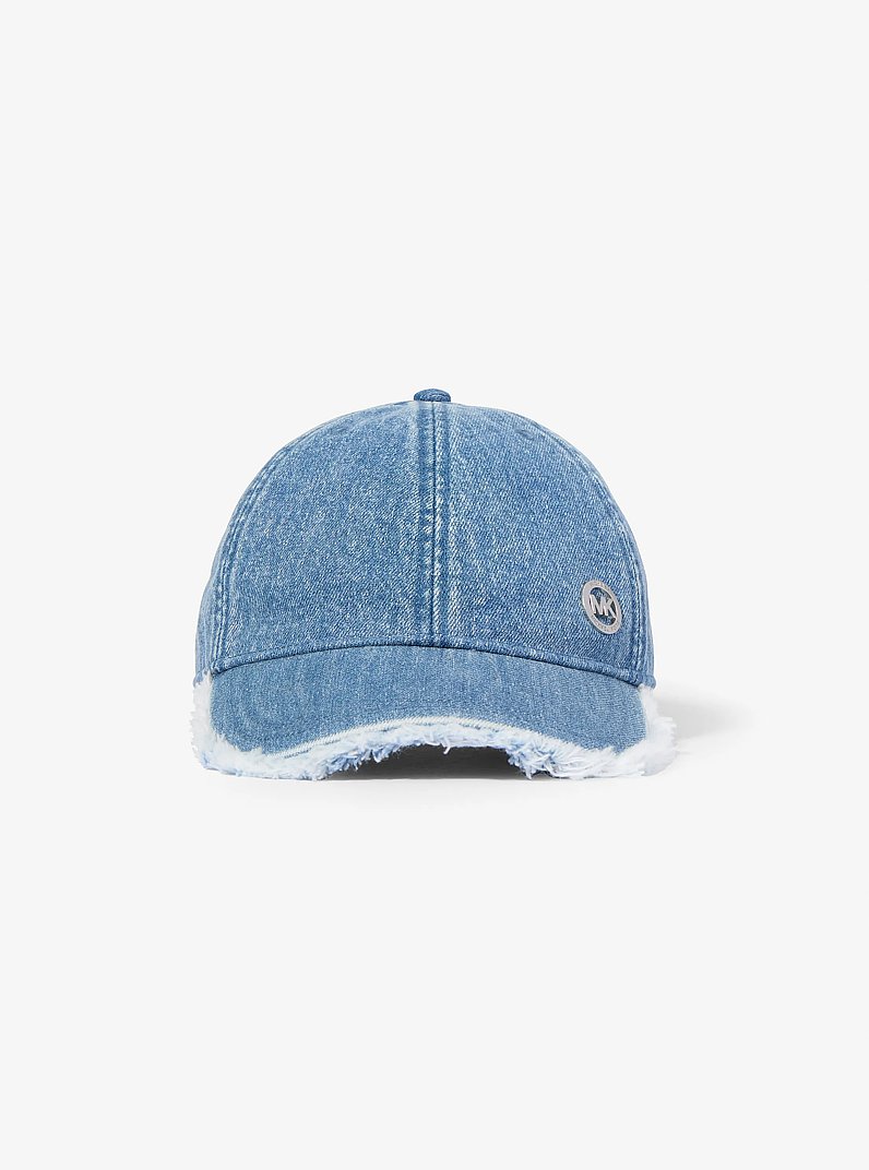 Frayed Denim Baseball Hat in ANGEL BLUE WASH | Michael Kors