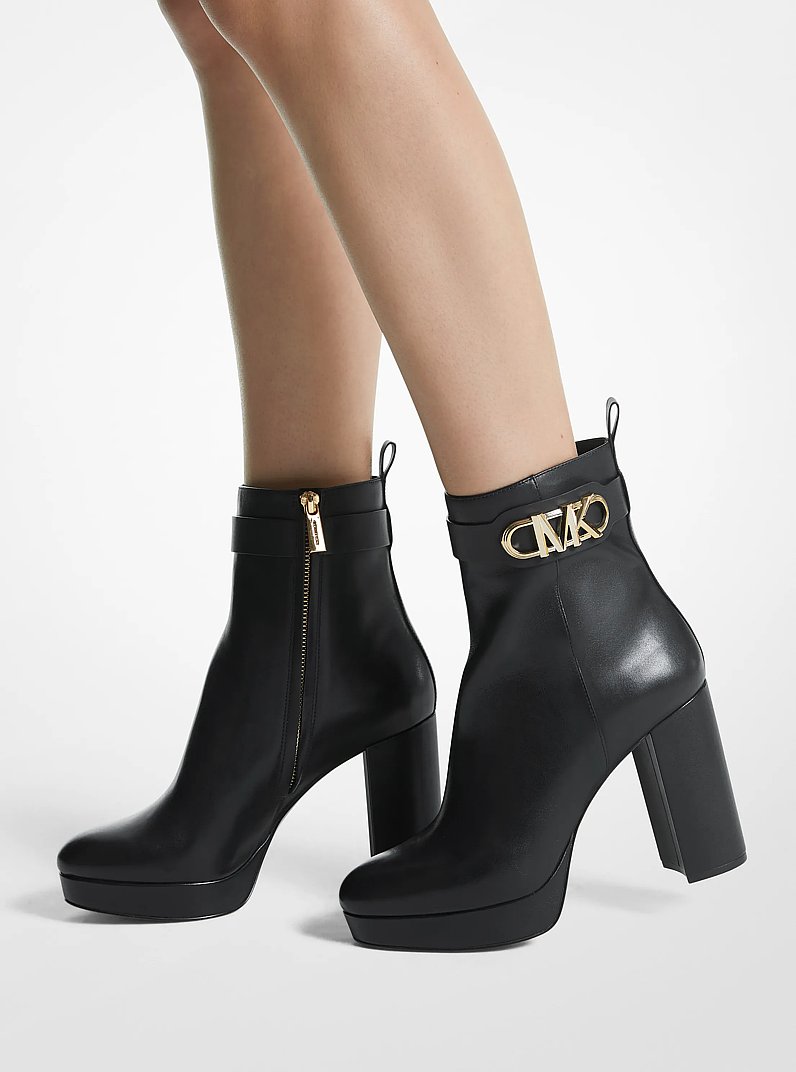 Parker Leather Platform Boot in BLACK | Michael Kors