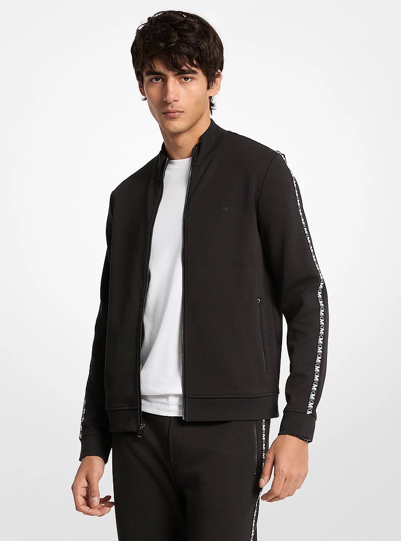 Logo Tape Cotton Blend Jacket in BLACK | Michael Kors