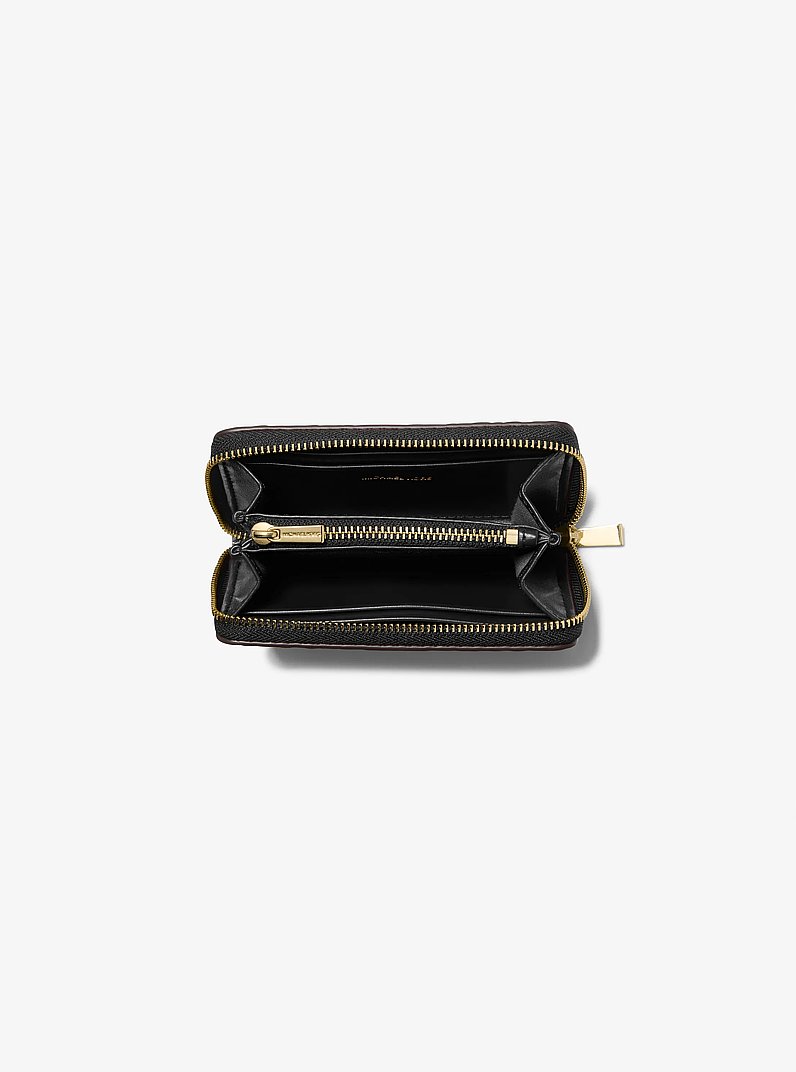 Jet Set Small Snake Embossed Leather Wallet in BLACK | Michael Kors