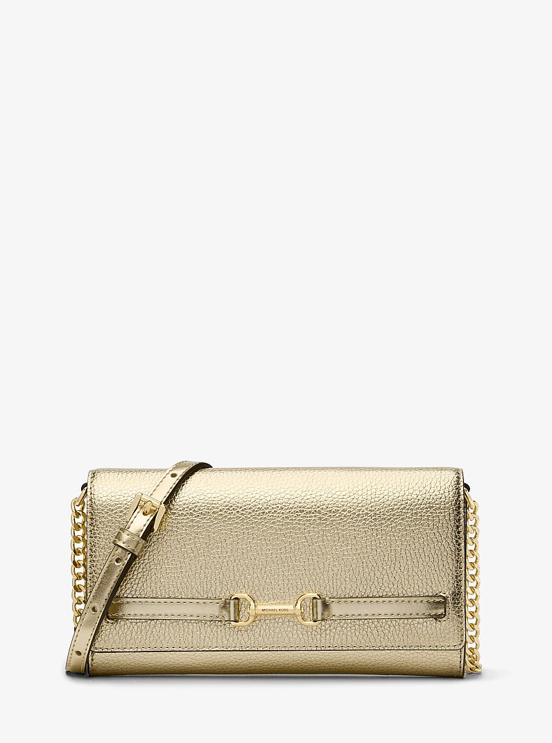 Carson Large Metallic Pebbled Leather Convertible Crossbody Bag in PALE GOLD | Michael Kors