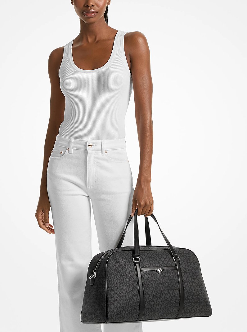 Tr&egrave;s grand sac de fin de semaine Jet Set Travel &agrave; logo embl&eacute;matique in NOIR | Michael Kors