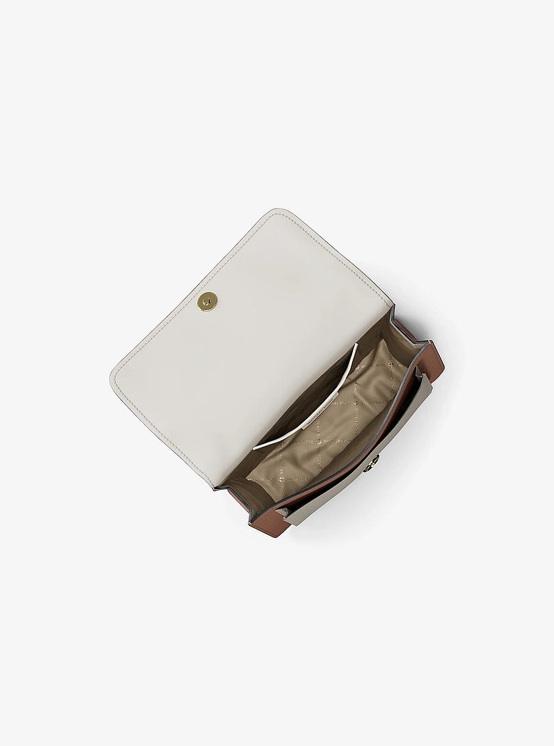 Claire Small Color-Block Leather Crossbody Bag in SFP/LTCR/FWN | Michael Kors