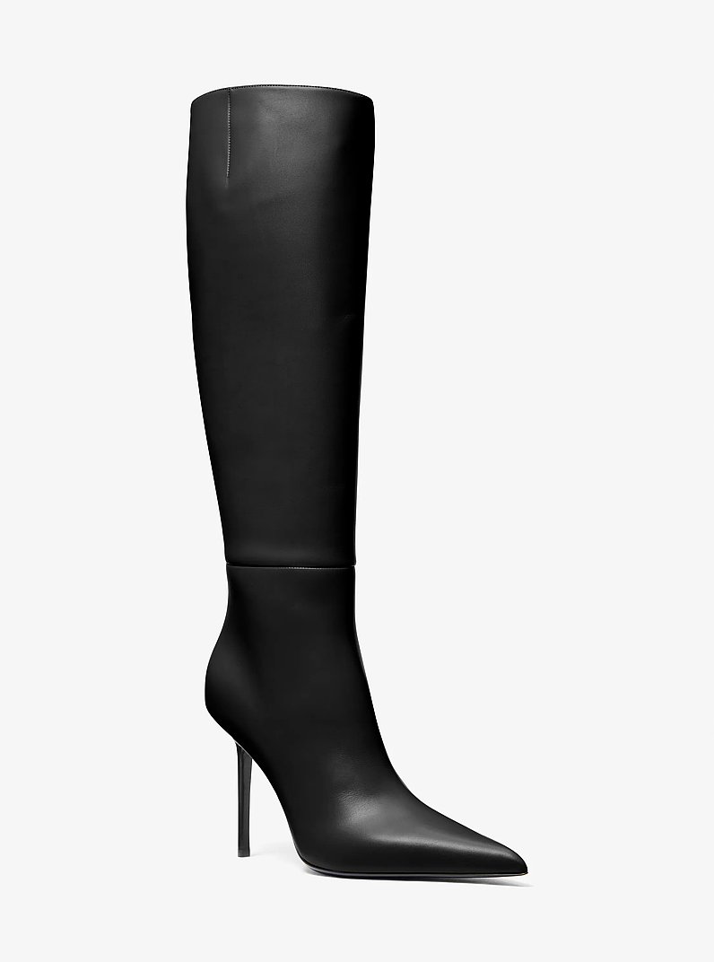 Angelina Leather Boot in BLACK | Michael Kors