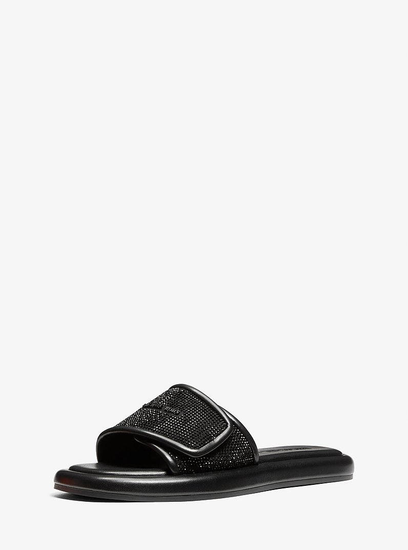 Suki Embellished Slide Sandal in BLACK | Michael Kors