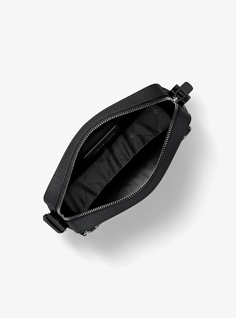 Cooper Logo Jacquard Denim Flight Bag in BLACK WASH | Michael Kors