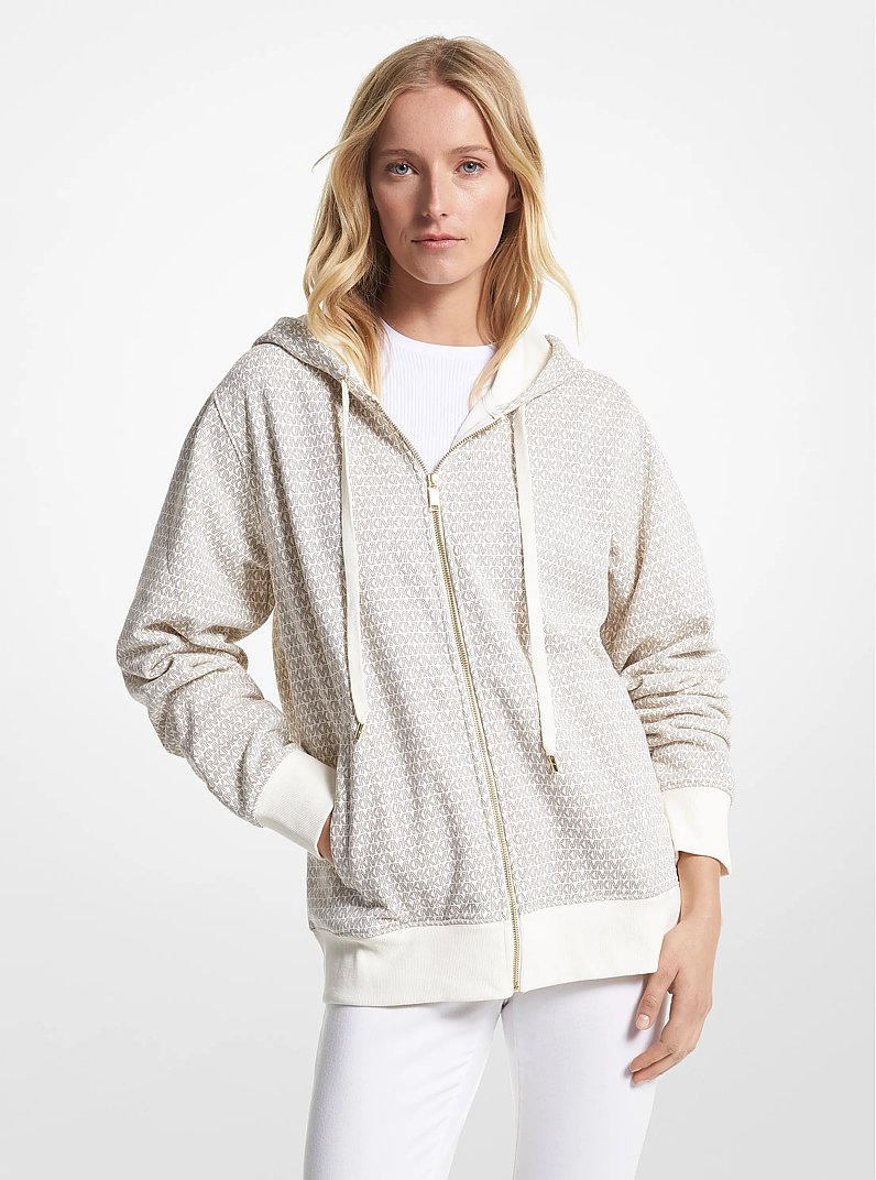 Logo Organic Cotton Blend Zip-Up Hoodie