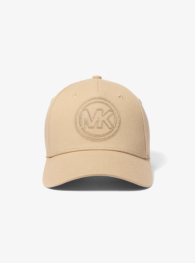 Logo Charm Cotton Baseball Hat in KHAKI | Michael Kors