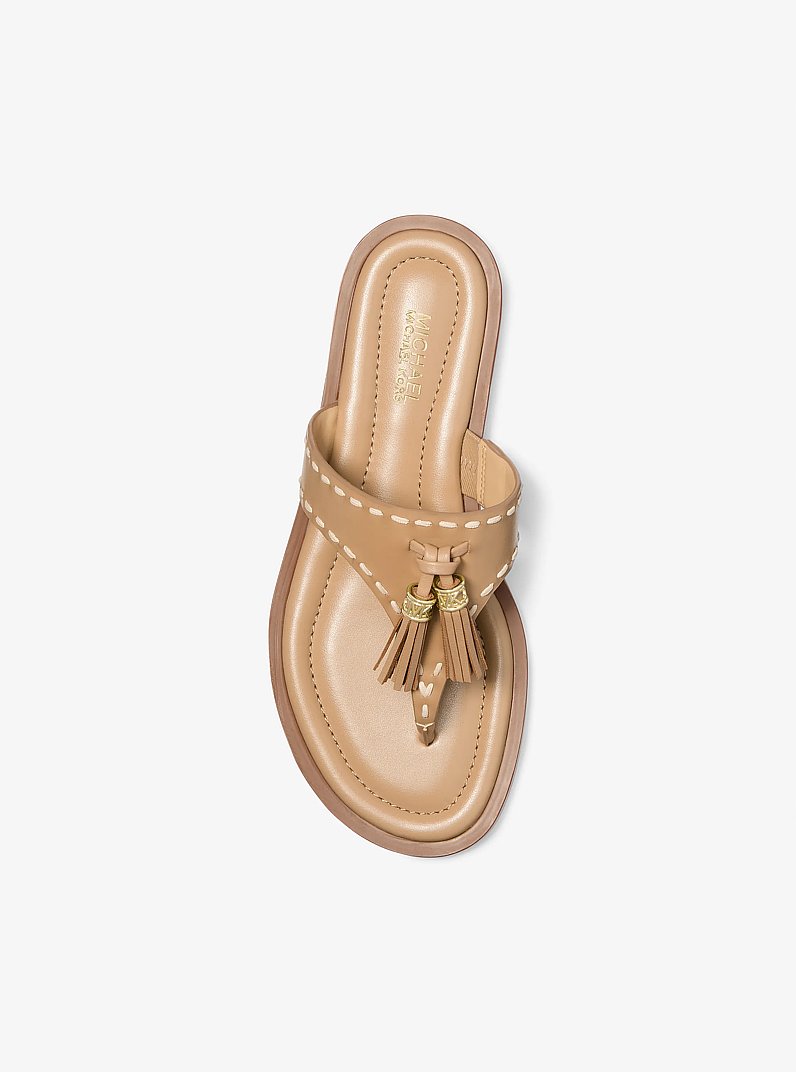 Kiernan Leather Sandal in CAMEL | Michael Kors