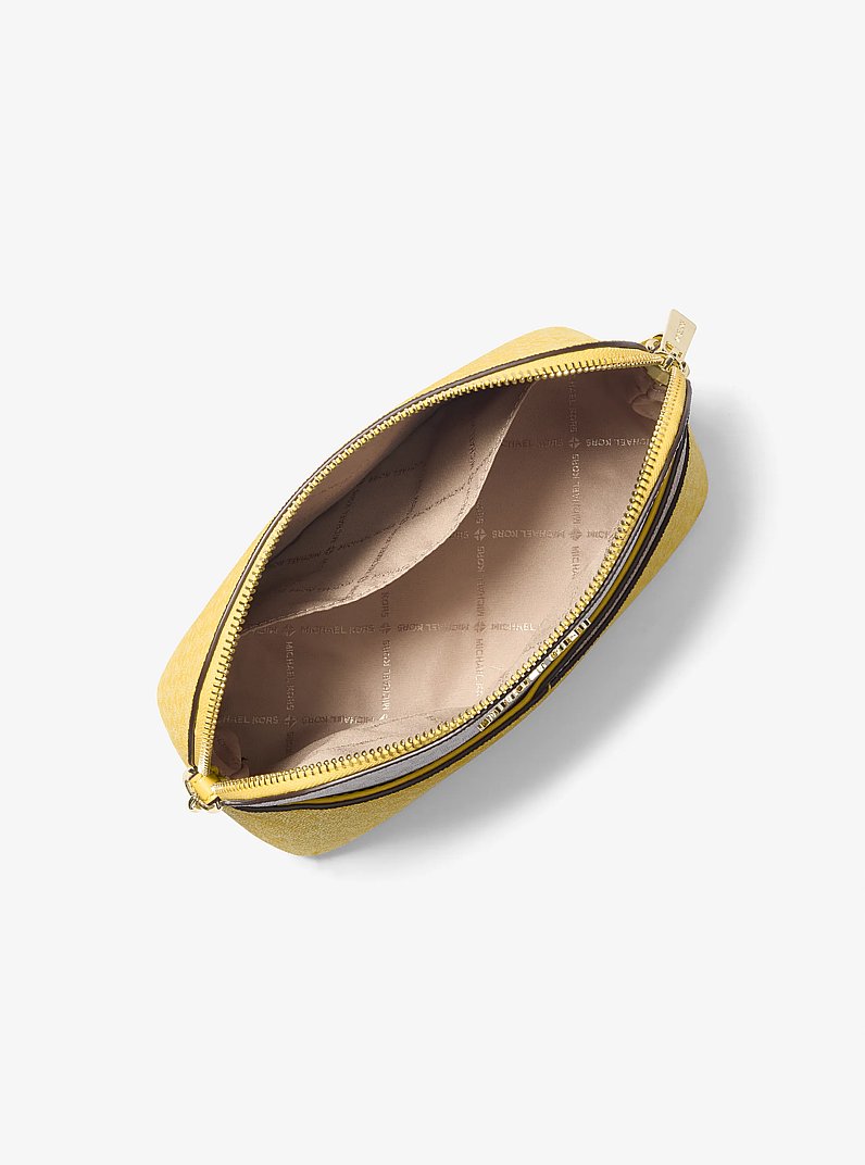 Jet Set Travel Medium Color-Block Signature Logo Dome Crossbody Bag in DSY YLW MLTY | Michael Kors