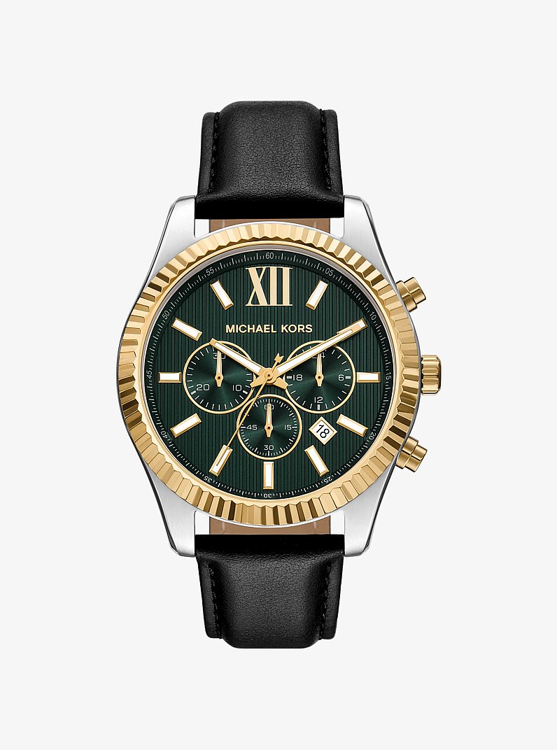 Reloj Lexington oversize de piel en dos tonos in NEGRO | Michael Kors