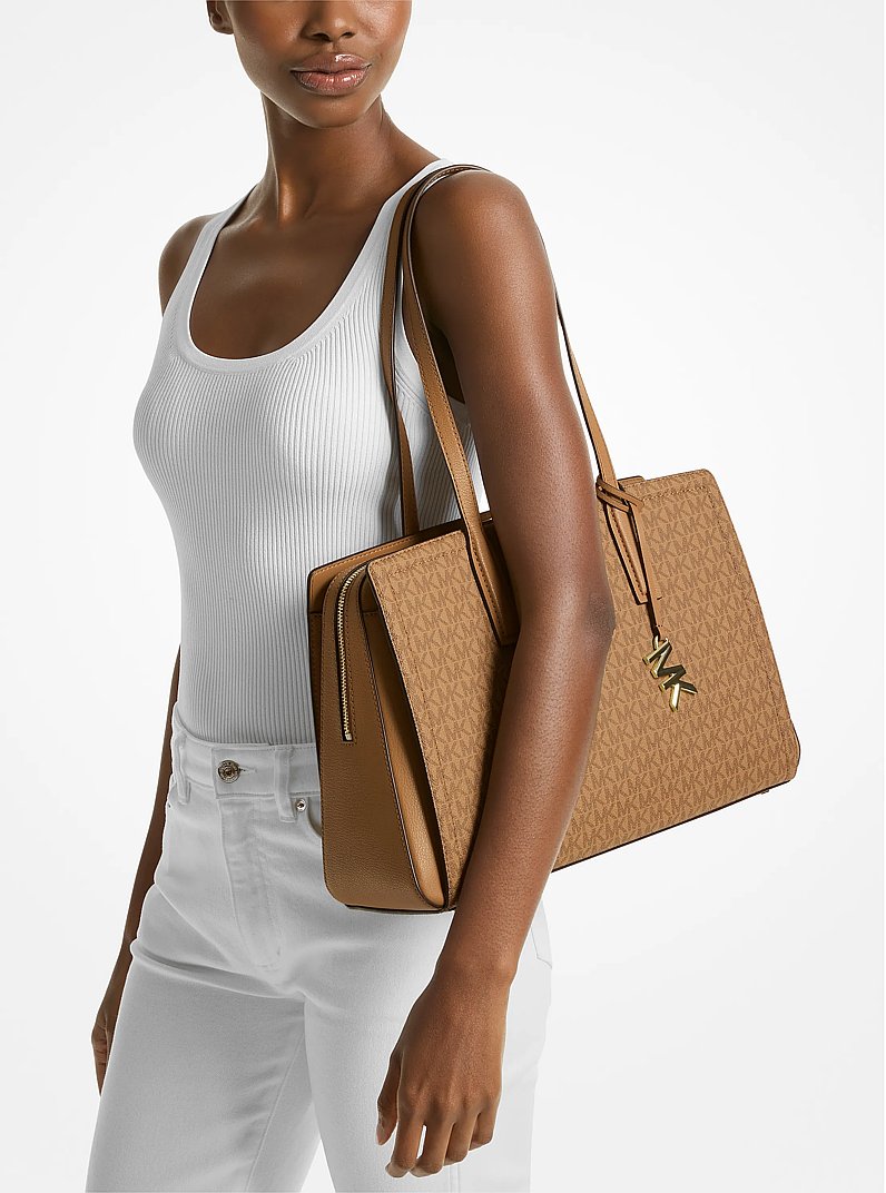Bolso tote Laila mediano con logotipo exclusivo in C&Aacute;SCARA | Michael Kors