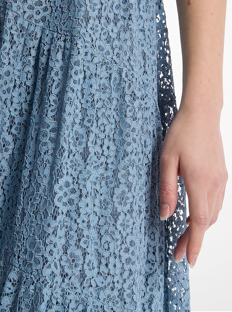 Vestido lencero de encaje floral con capas in CHAMBRAY | Michael Kors