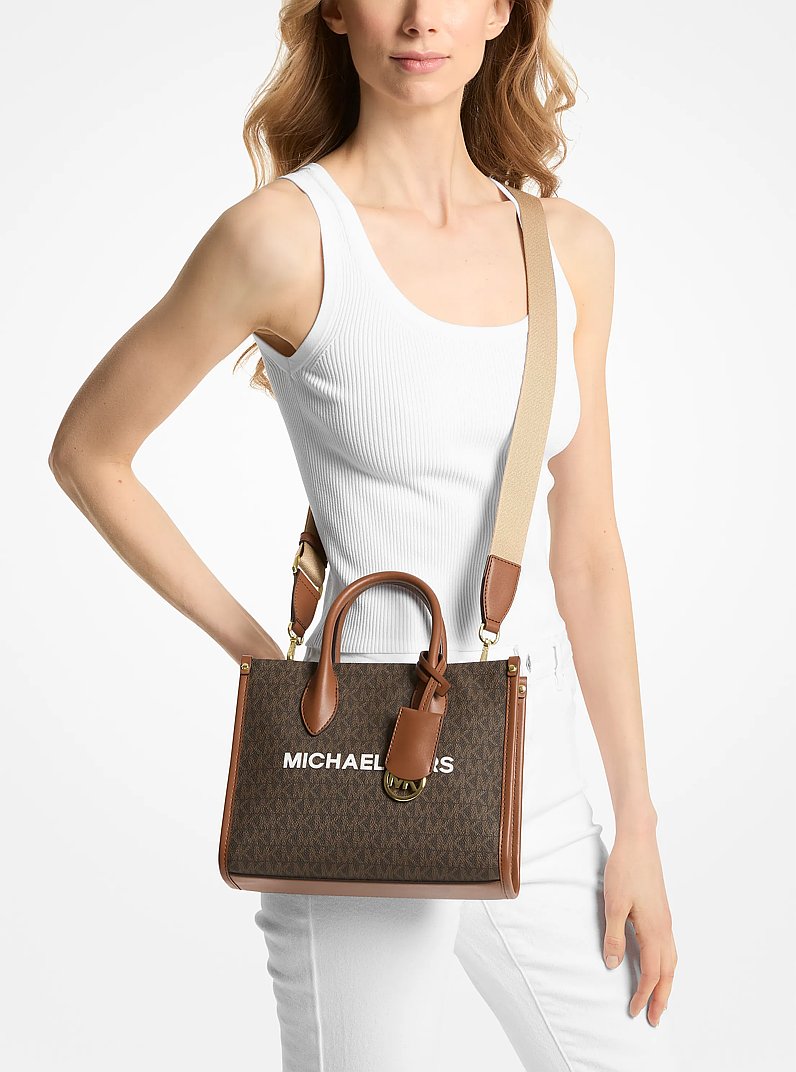 Mirella Small Signature Logo Crossbody Bag in BROWN - Sale