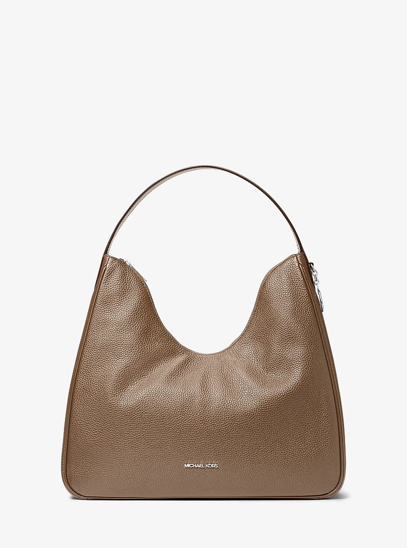 Nayla Medium Pebbled Leather Hobo Shoulder Bag in DRIFTWOOD | Michael Kors