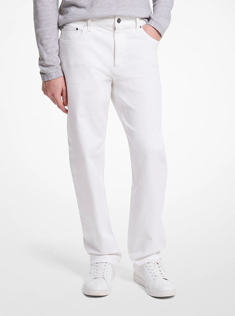 Finn Straight-Fit Stretch Denim Jeans in WHITE | Michael Kors