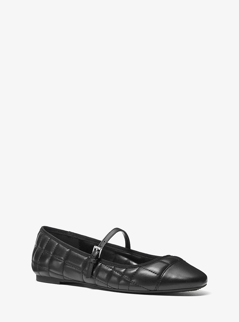 Mae Quilted Leather Ballet Flat in BLACK | Michael Kors