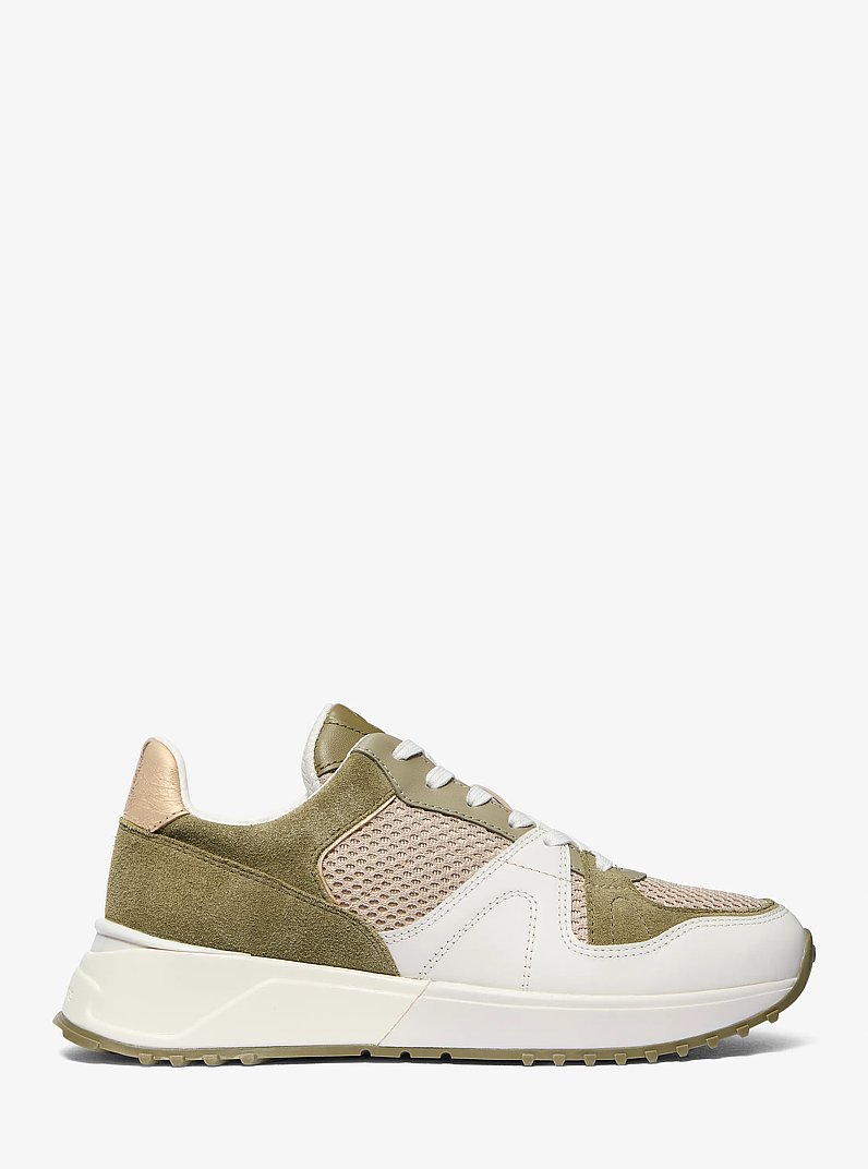 Jaime Mixed-Media Trainer in SAFARI GREEN MULTI | Michael Kors