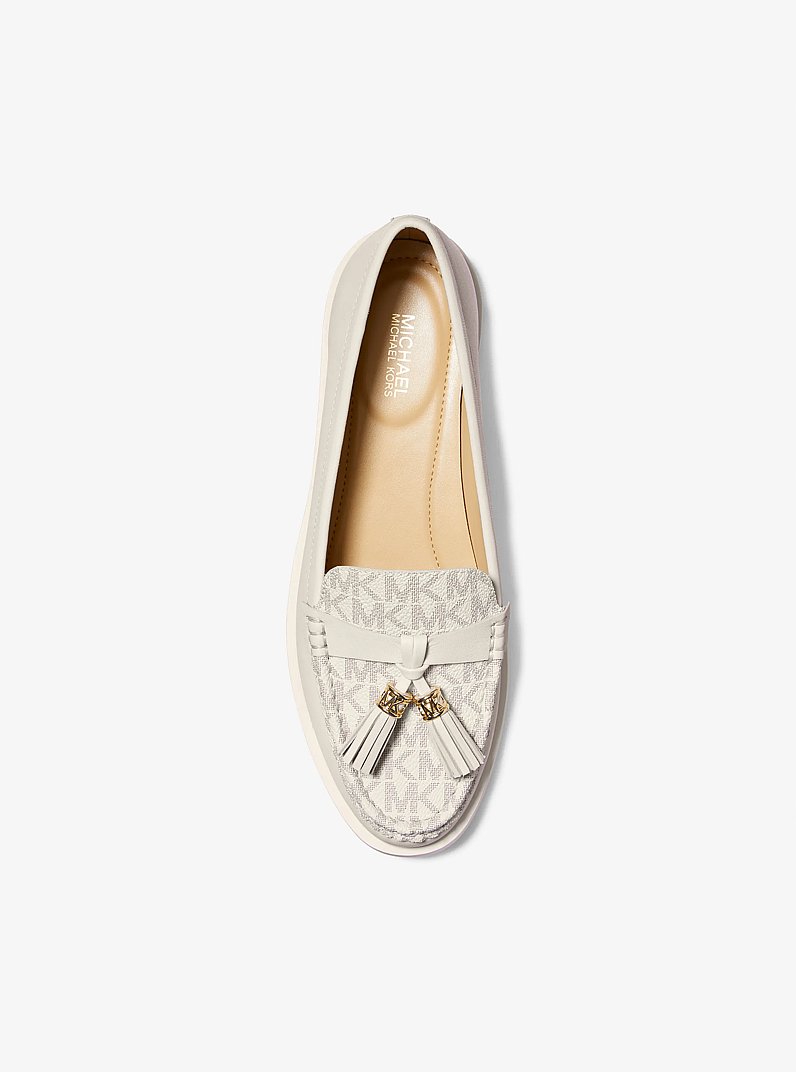 Kiernan Leather and Signature Logo Loafer in LT CREAM | Michael Kors