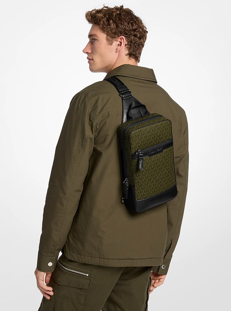 Hudson Signature Logo Travel Sling Pack in PISTACHIO | Michael Kors