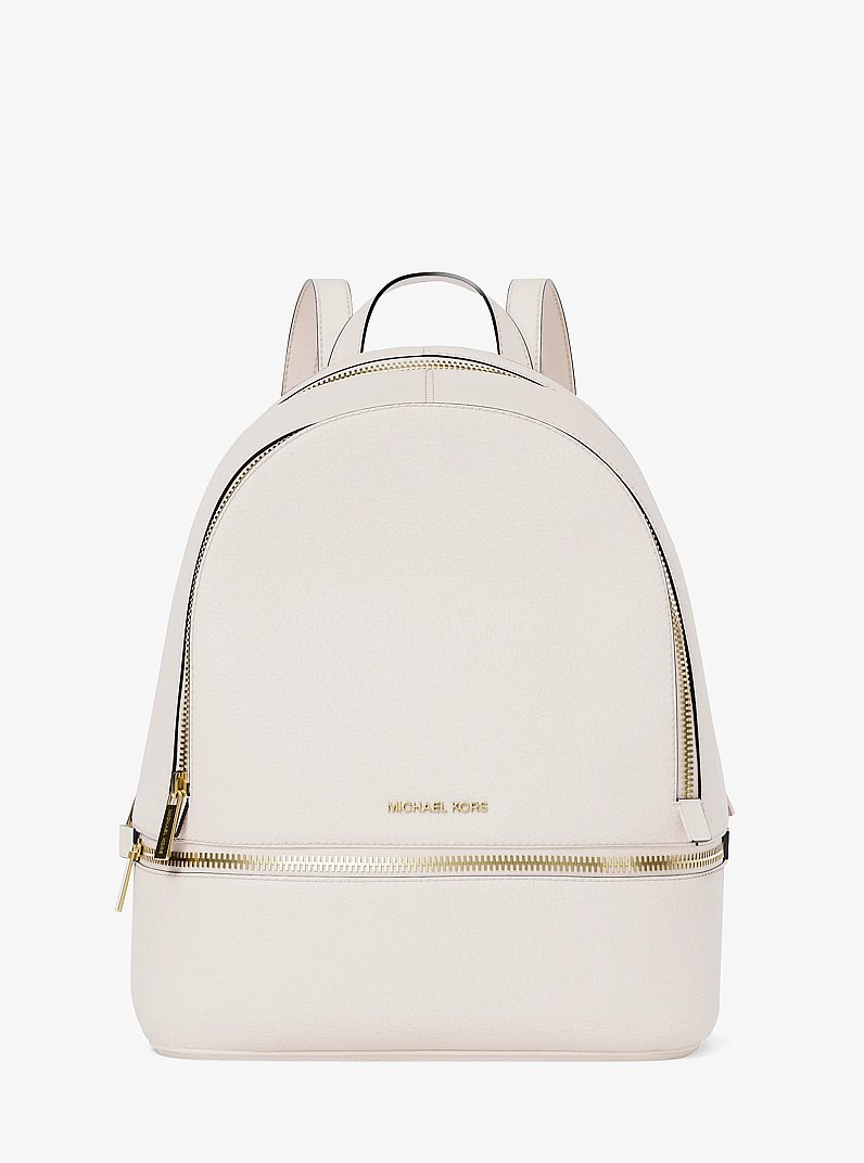 Rhea Medium Pebbled Leather Backpack in LT CREAM | Michael Kors