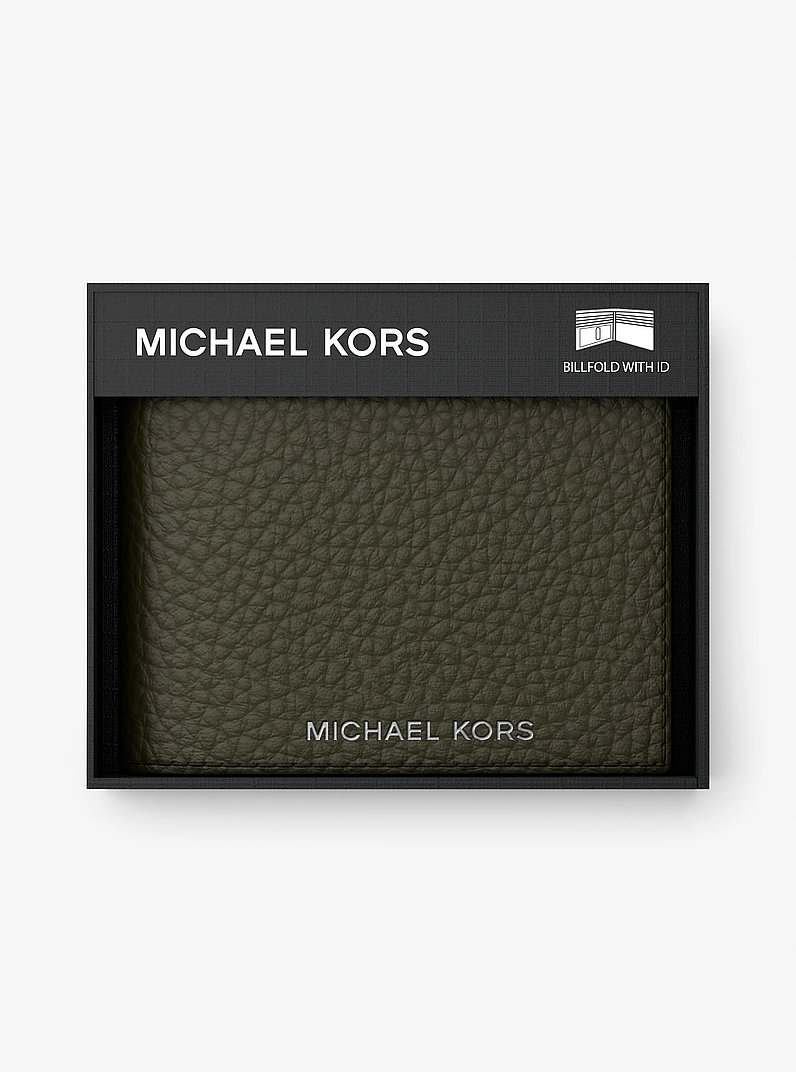 Hudson Pebbled Leather Billfold Wallet in IVY | Michael Kors