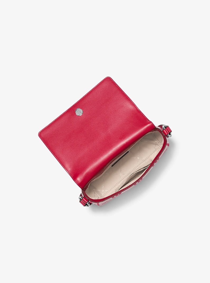 Petit sac &agrave; bandouli&egrave;re Vincent avec &eacute;tui pour cartes en jacquard &agrave; logo in FRAMBOISE FONC&Eacute; | Michael Kors