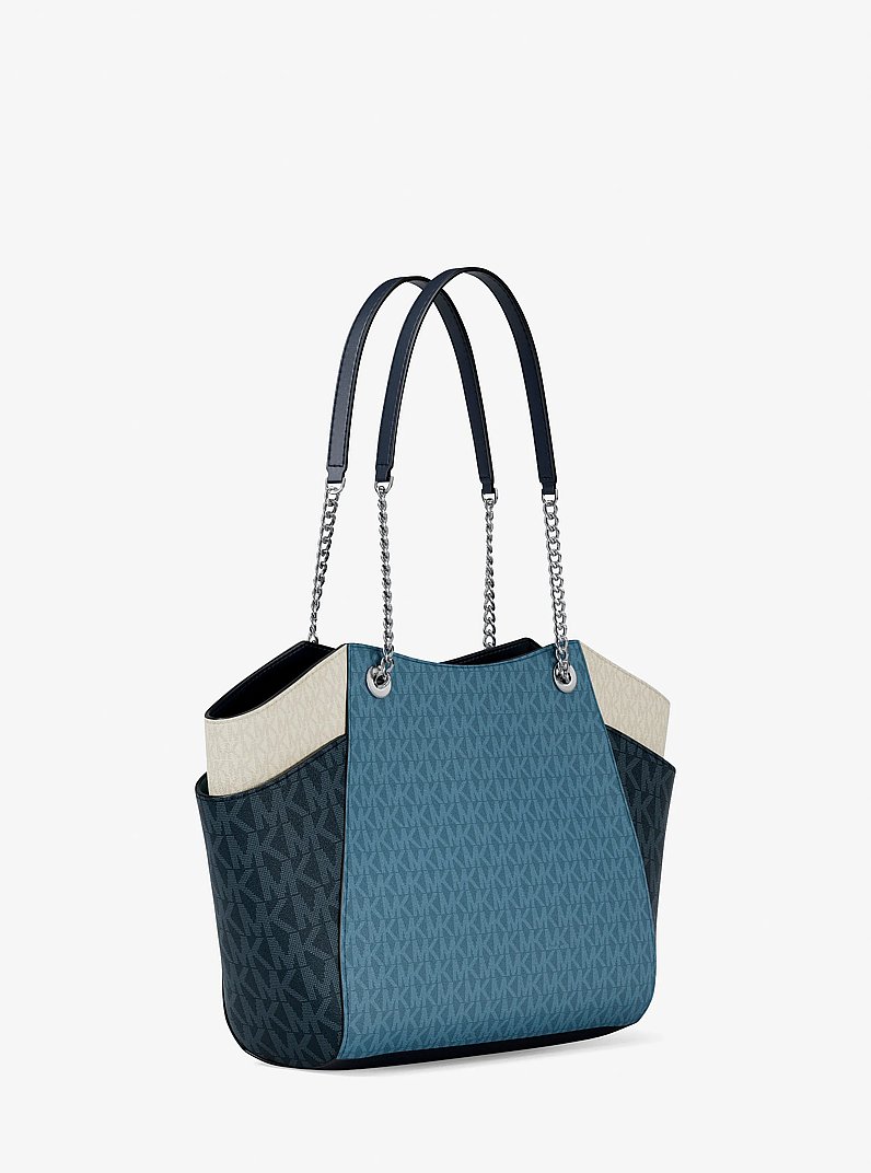 Jet Set Large Color-Block Signature Logo Shoulder Bag in DENIM MULTI | Michael Kors