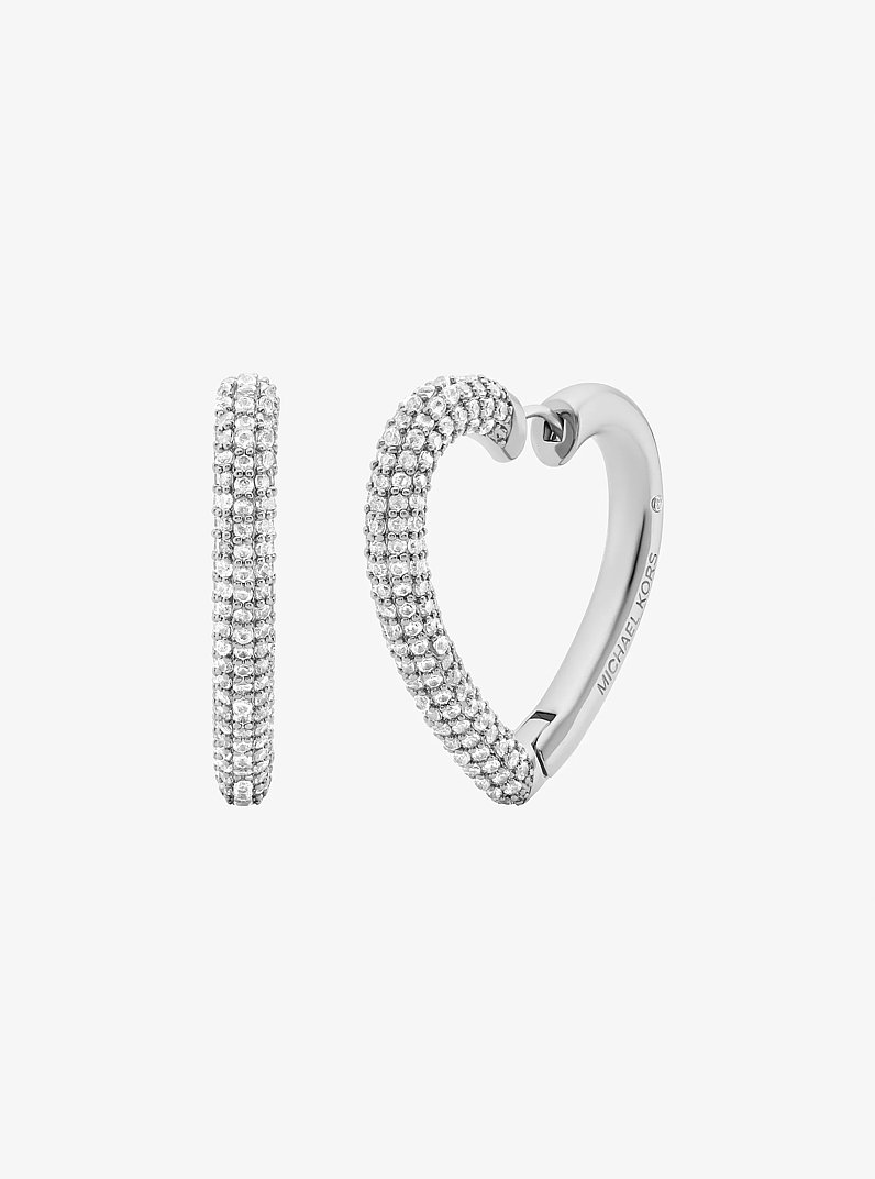 Boucles d&rsquo;oreilles cr&eacute;oles en forme de c&oelig;ur &agrave; pav&eacute; in ARGENT | Michael Kors