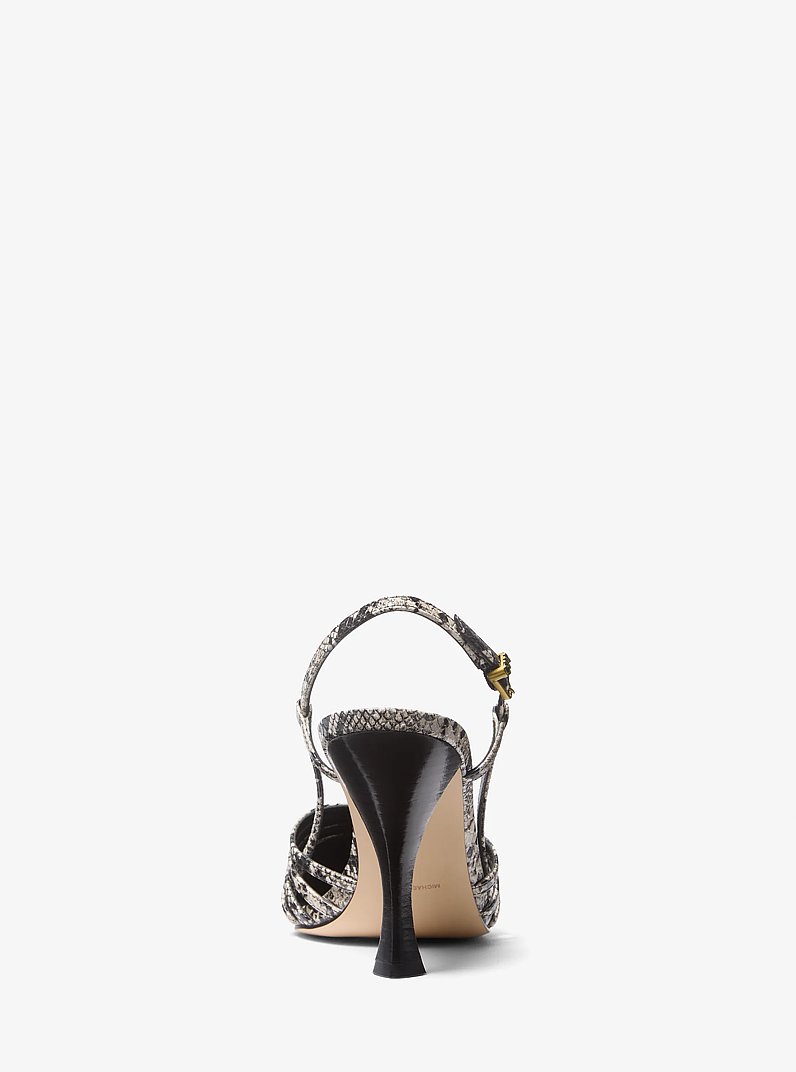 Haisley Snake Embossed Leather Slingback Pump in NATURAL | Michael Kors