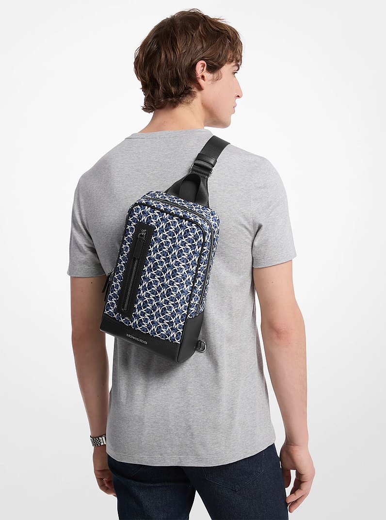 Lautner Logo Print Sling Pack in NAVY | Michael Kors