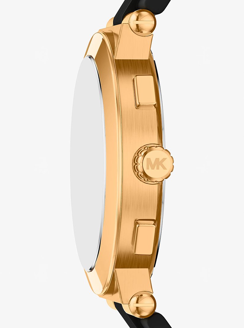 &Uuml;bergro&szlig;e Armbanduhr Billie im Goldton mit Silikonarmband in SCHWARZ | Michael Kors