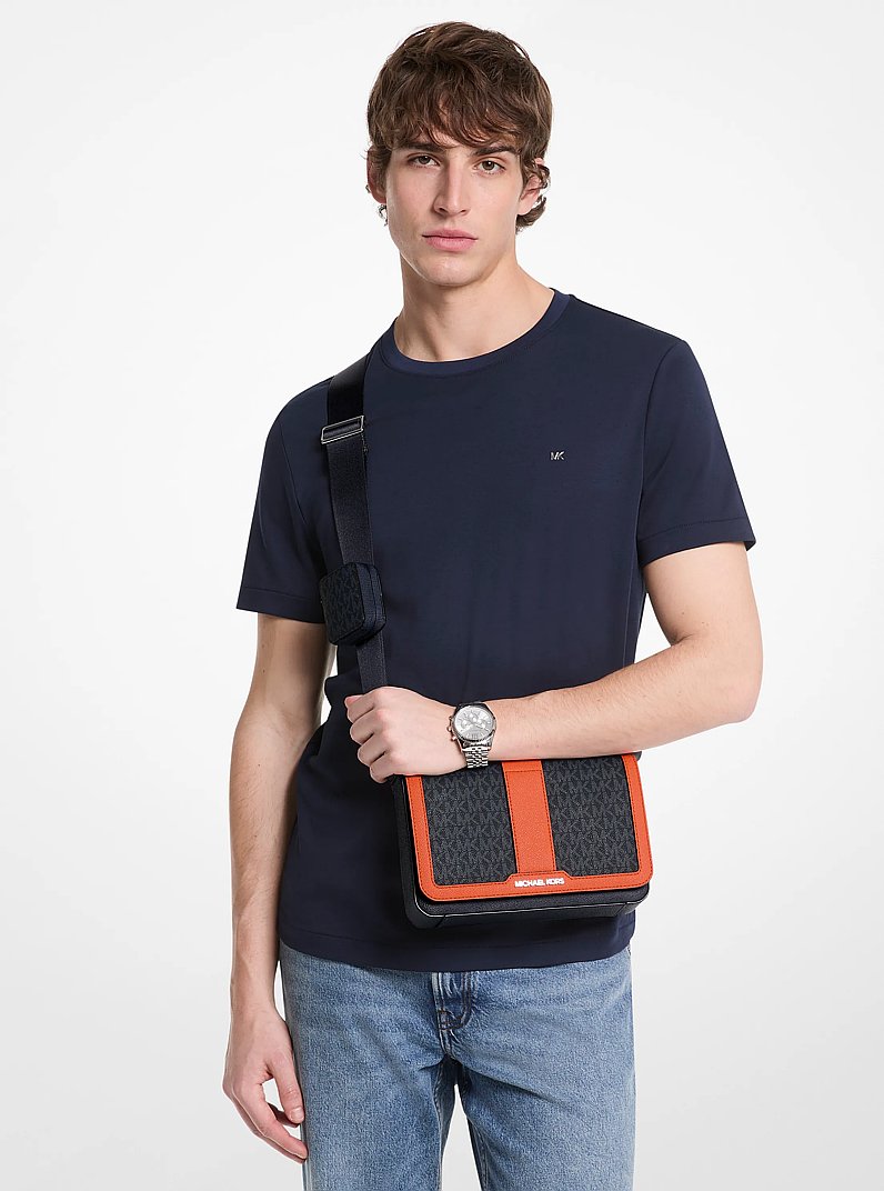 Cooper Color-Block Signature Logo Crossbody Bag with Pouch in RED CLAY | Michael Kors