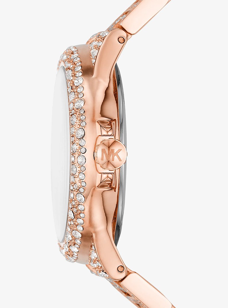 Oversized Camille Pav&eacute; Rose Gold-Tone Watch in ROSE GOLD | Michael Kors