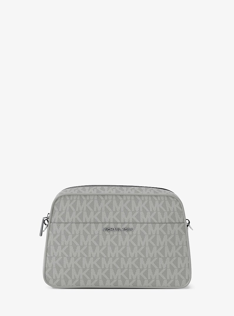 Petit sac &agrave; bandouli&egrave;re pour appareil photo Jet Set &agrave; logo Signature in GRIS CARRI&Egrave;RE | Michael Kors